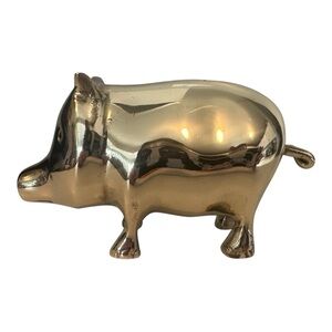 Vintage Brass Pig Figure Farm Animal Figurine Sculpture MCM Mid-Century Modern